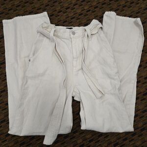 BDG Urban Outfitters Women White Jeans Size 26 High Rise Straight Leg Tie Waist